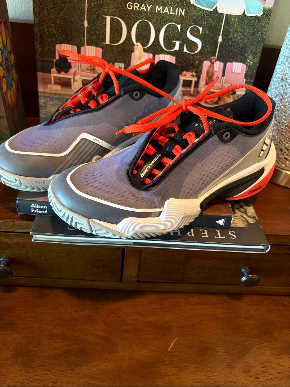 Adidas by Stella McCartney Gray Sneakers with Red Accents